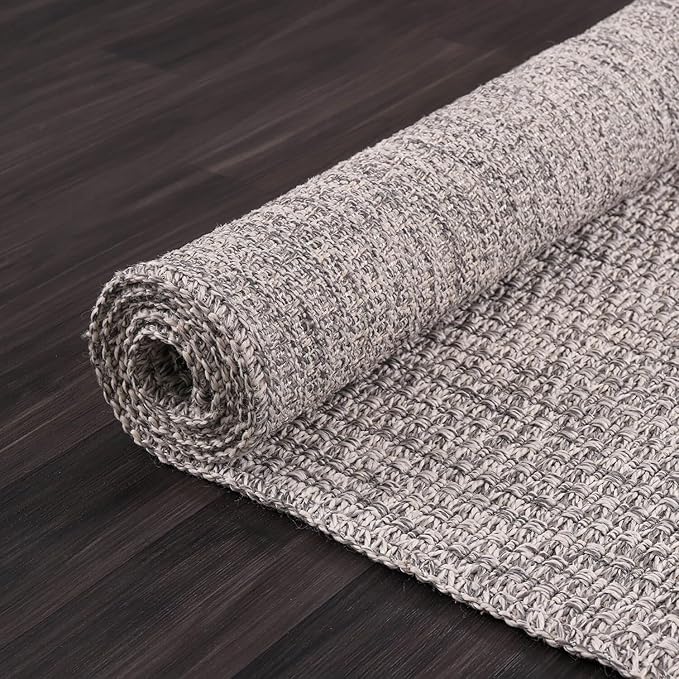 Easy Jute Rug 8x10 Indoor Outdoor Natural Rugs Solid Fiber Rug Woven Area Rug Boho Easy Clean Inside Carpet for Living Room Bedroom Dining Room Hallway or Outdoor Patio Porch (8 X 10 Silver)