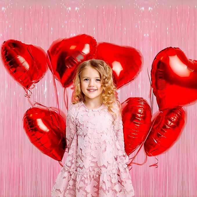 GOER 3.2 ft x 8.2 ft Foil Fringe Curtains Party Photo Backdrop Party Streamers for Birthday,Graduation,New Year Eve Decorations Wedding Decor(3 Packs,Candy Pink)