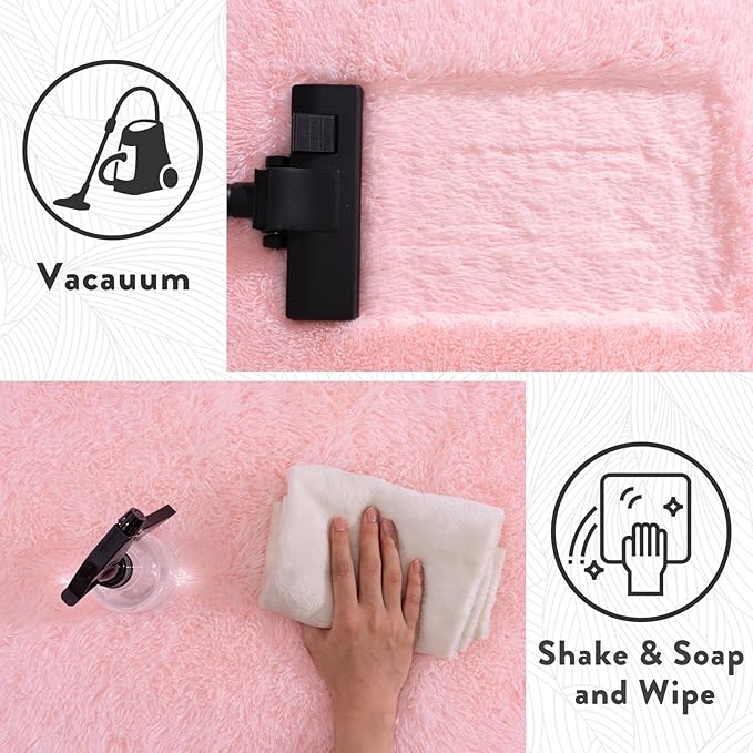 Large Shag Rugs 6 x 9, Pink Area Rug for Girls Kids Living Room Bedroom, Soft Fluffy Fuzzy Plush Carpet, Anti-Skid Shaggy Rug for Home Decor Aesthetic