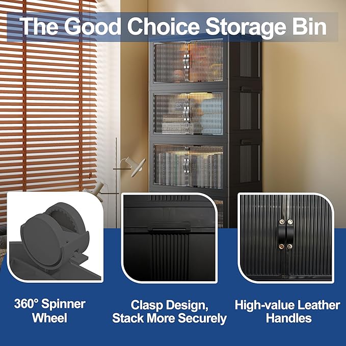 SAILUN 109Gal/434Qt Stackable Storage Bins Folding Collapsible Storage Bins with Lid, Closet Organizers and Storage