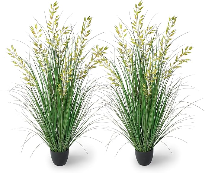 Silk Plants Artificial Plants Artificial Wheat Grass Faux Plants Fake Grass Plant Fake Green Plants Tall Fake Plants 47in Tall Suitable Indoor Home Decor Outdoor Porch Terrace Decor(2pcs