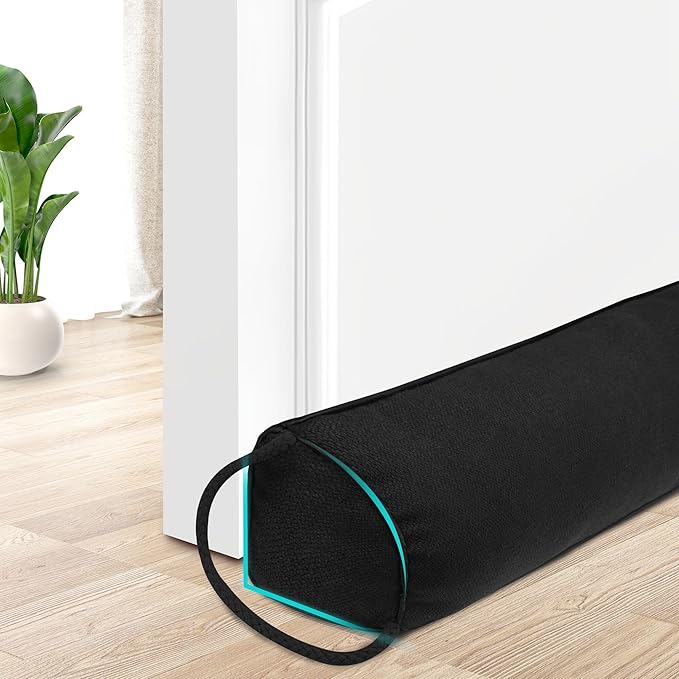 TORRAMI Under Door Draft Stoppers 30 Inch, Heavy Triangle Stop Draft Block Cold Air/Wind/Breeze Noise Blocker Door Sweeps Weather Stripping Bottom Seal Black