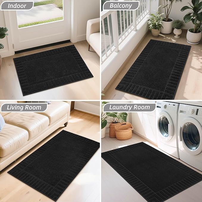 BEQHAUSE Door-Mat Non-Slip Front Doormat Low-Profile Entrance Mats for Front Door Entry Resist Dirt Washable Doormat Absorbent Entryway Door Mat,Black,32"x48"