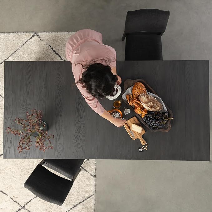 Transformer Table - Solid Wood Extendable Dining Table, Seats 2-12, Extendable Dining Room Table, Space-Saving Furniture, Expandable Dining Furniture (Black, Table + 4 Chairs)