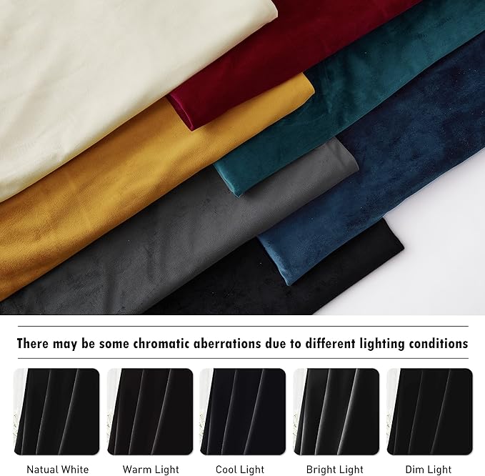 RYB Home Black Velvet Curtains 84 inches - Blackout Heavy Duty Curtains Soft Luxury Back Tap Window Covering Privacy Protection for Kids Room Bathroom Basement, Black, W52 x L84 inches, 2 Panels