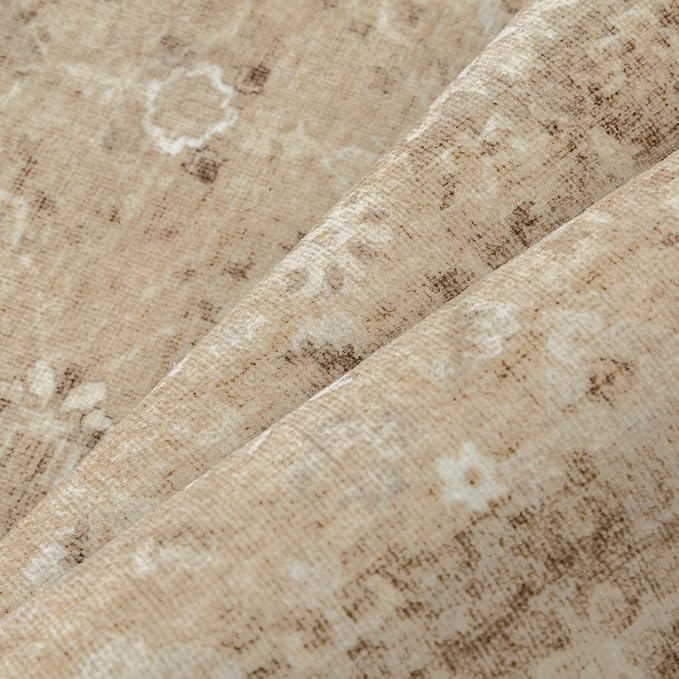 5x7 Brown Area Rug Non Slip Vintage Living Room Distressed Machine Washable Carpet Retro Indoor Bedroom Floral Traditional Accent Throw Rug for Office Kitchen Dorm Dining Room