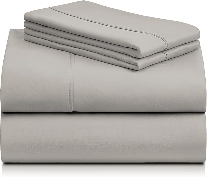 LuxClub 4 PC King Sheet Set, Deep Pockets Wrinkle Free Cooling Bed Sheets Hotel Bedding for Women, Men, Includes 1 Fitted Sheet, 1 Flat Sheet and 2 Pillowcases-Soft Light Taupe