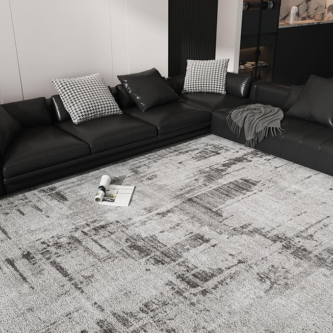 Machine Washable Area Rugs 5x7, Modern Abstract Soft Rugs for Living Room Neutral Large Carpet for Bedroom Floor Non Slip Rug Under Dining Table Bed Grey Home Office | Grey