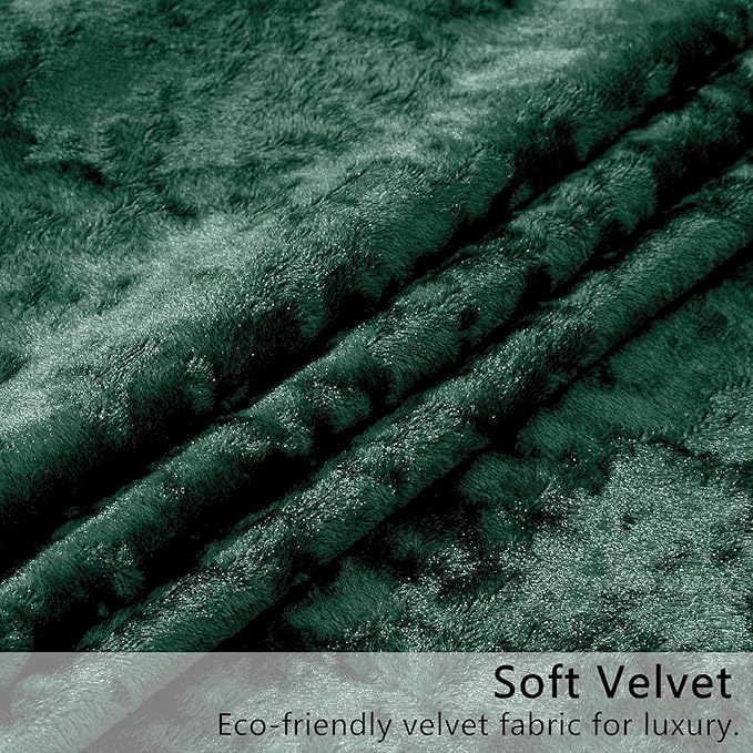 SMILETIME Forest Green Crushed Velvet Curtains 52x108 inch Luxurious Thermal Insulated Soundproof Drapes for Living Room Bedroom Office Soft and Durable Light-Filtering Window Treatments, 2 Panels