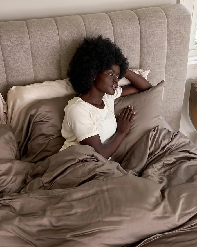 Cozy Earth Luxury Bed Sheet Set - 100% Viscose from Bamboo Fabric, Ultra-Soft & Breathable, Fits Regular & Deep Pocket Mattresses up to 20" - 4 Pieces King Sheet Set Walnut