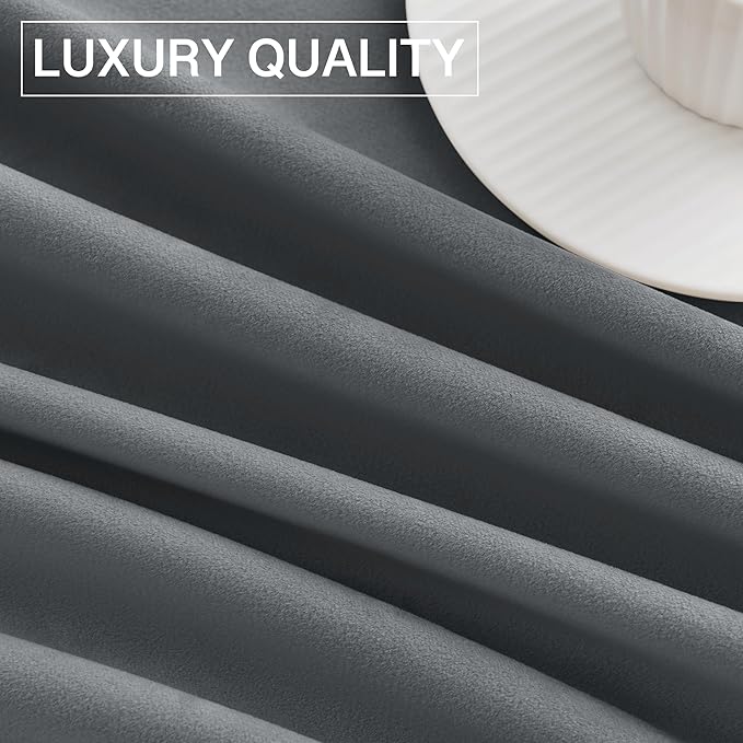 StangH Grey Velvet Curtains 84 inches Room Darkening Window Curtain Drapes for Living Room Thermal Insulated Privacy Panels for Bedroom/Office, W52 x L84, 2 Panels