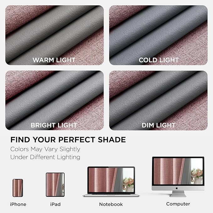 Joydeco Light Pink Blackout Curtains 96 Inches Long, Curtains 96 Inch Length 1 Panel for Bedroom, Thermal Insulated Linen Black Out Curtains with Grommets(100x96, Light Pink)