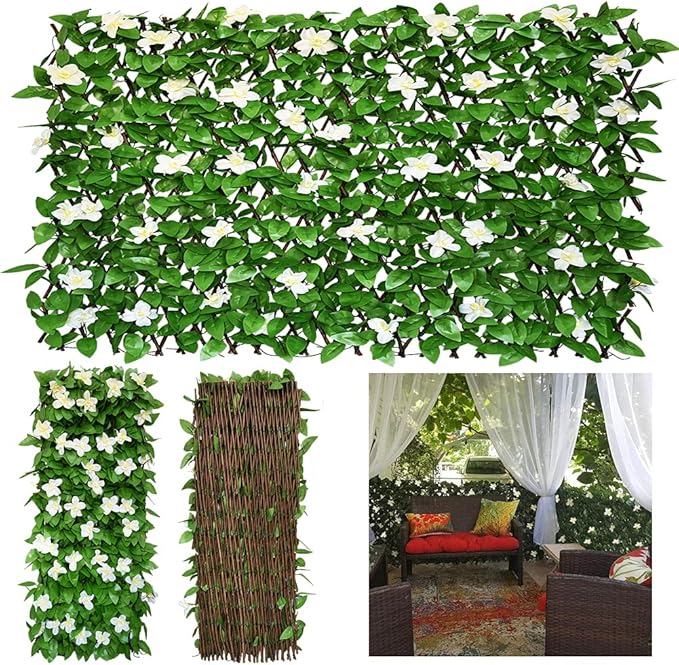 GLANT Expandable Fence Privacy Screen for Balcony Patio Outdoor,Decorative Faux Ivy Fencing Panel,Artificial Hedges (Single Sided Leaves)