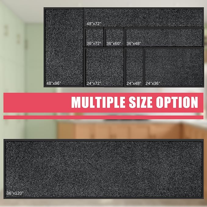 Kuyal Front Door Mat, 2'x4' Indoor Outdoor Entrance Mat, Commercial Floor Mats Inside Outside Entrance, Heavy Duty Durable Welcome, Rubber Backing Non Slip Outdoor Mats for Entryway,Black