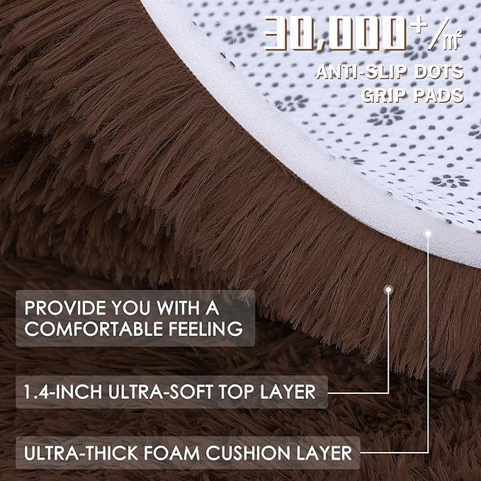 OLANLY 5x7 Machine Washable Large Area Rugs for Living Room, Bedroom, Soft Fluffy Shaggy Bedside Rug, Indoor Floor Carpet for Kids Girls and Boys, Dorms, Nursery, Home Decor Aesthetic, Coffee