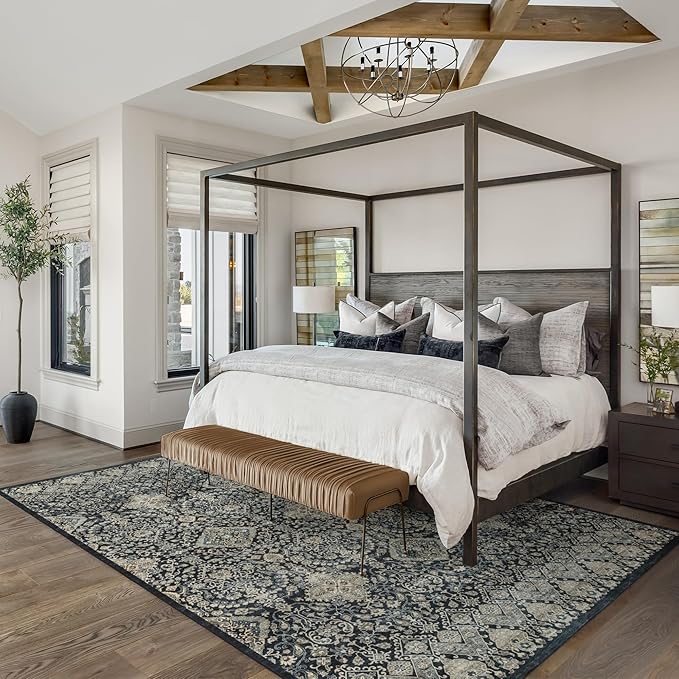 Gertmenian Indoor Boho Rug - 2x6 Runner, Non Slip, Super Strong, Ideal for High Traffic Areas in Entryway, Bedroom, Kitchen - Tanis, Anthrocite, 28527
