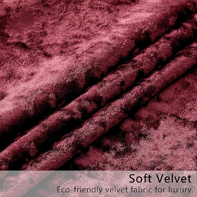 SMILETIME Burgundy Red Crushed Velvet Curtains 52x84 inch Luxurious Thermal Insulated Soundproof Drapes for Living Room Bedroom Office Soft and Durable Light-Filtering Window Treatments, 2 Panels