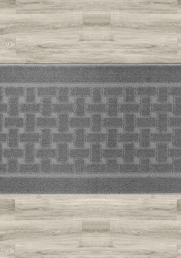 Non Slip Washable Carpet Runner Rug with Rubber Backing, Custom Floor Mat for Kitchen Hallway Stairs Bedroom Bathroom Entry, Grey, Your Choice of Length, 26 Inch X 3 feet, Doormat