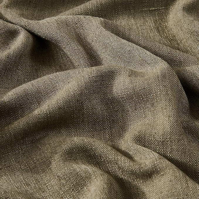 Vision Home Brown Linen Full Blackout Curtains 90 inch Long for Bedroom Living Room Darkening Soundproof Window Panels Thermal Insulated Rod Pocket Back Tab Neutral Drapes 56" Wx90 Lx2