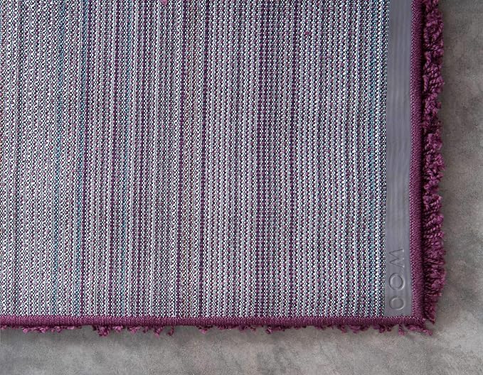 Unique Loom Solid Shag Collection Area Rug (2' 6" x 16' 5" Runner, Eggplant Purple)