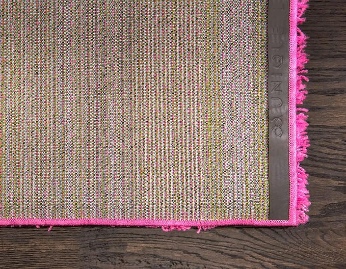 Unique Loom Solid Shag Collection Area Rug (2' 6" x 13' 1" Runner, Taffy Pink)