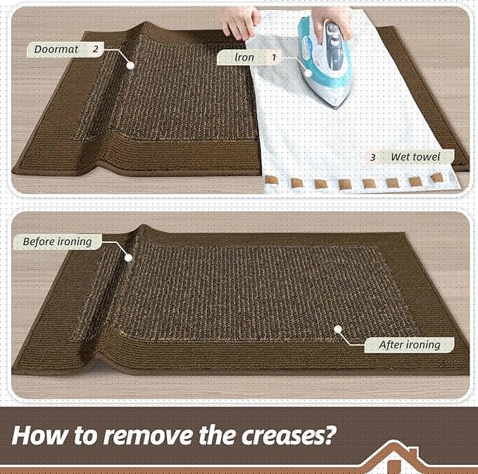 BEQHAUSE Indoor Door Mat 24" x 60", Dirt Trapper Door Mats Non-Slip Entryway Rugs Washable, Resist Dirt Absorbent Welcome Mat, Low Profile Floor Mats for Front Back Door and Entryway, Brown