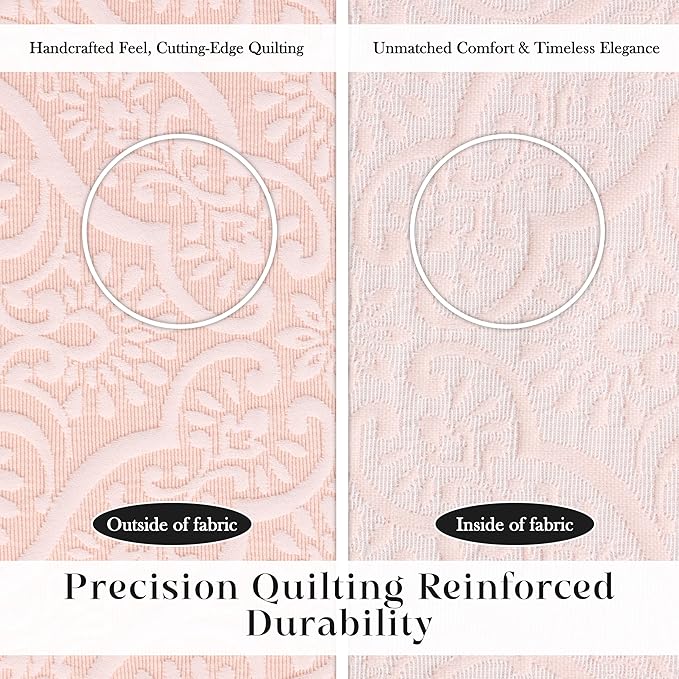 Superior 3 Piece Bedspread Set, Home Bed Decor, Decorative Bed Spread, 2 Pillow Shams, Medium Weight Blanket, Floral Matelasse Coverlet, Bedding Essentials, Enzy Collection, King, Peach