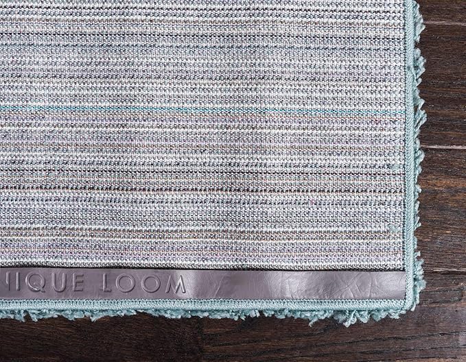 Unique Loom Solid Shag Collection Area Rug (7' 1" x 10' Rectangle, Light Slate Blue)