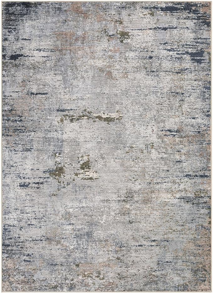 Area Rug Living Room Rugs - 10x14 Washable Large Soft Indoor Neutral Modern Abstract Low Pile Rug Carpet for Bedroom Dining Room Farmhouse Home Office - Blue/Grey/Brown