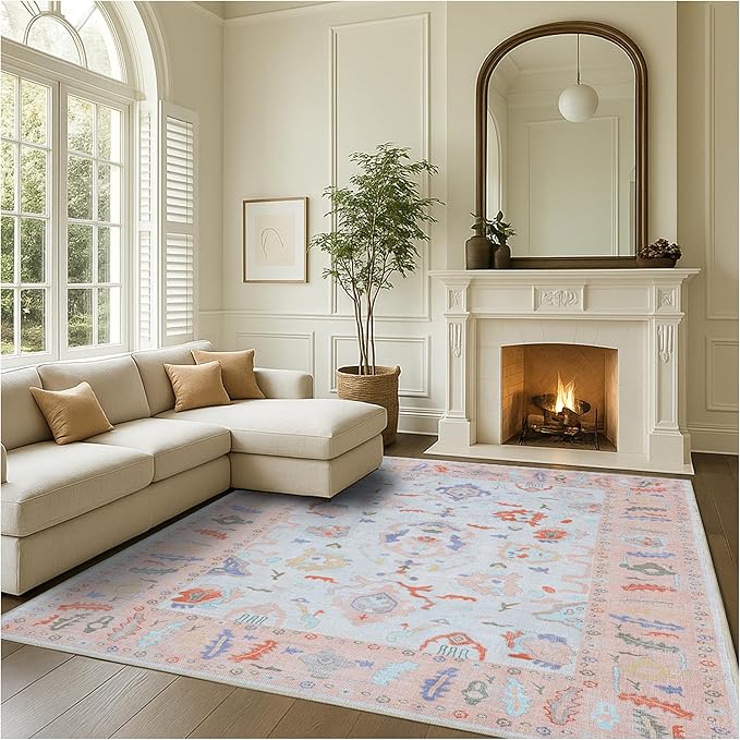 Fame Rugs Modern Oushak Rug 3x5, Washable Vintage Turkish Colorful Oriental Antique Inspired Foldable Small Area Rugs, Luxury Living Room Bedroom (995BO, 2'6" x 5')