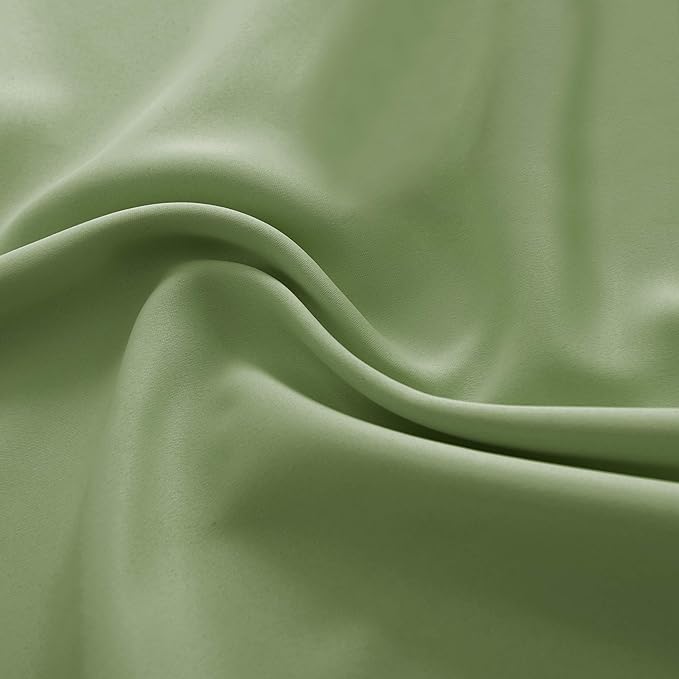DONREN Sage Green Blackout Draperies Curtains for Bedroom -84 Inch Length Living Room Darkening Thermal Insulated Solid Rod Pocket Curtain Panels (42 x 84 Inches,2 Panels)