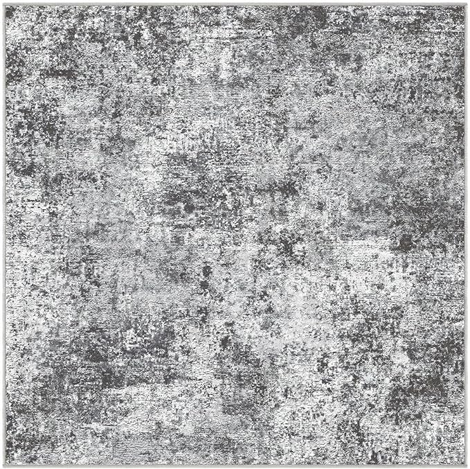 Square Area Rug Living Room Rugs - 5x5 Washable Large Soft Indoor Neutral Modern Abstract Low Pile Rug Carpet for Bedroom Dining Room Farmhouse Home Office - Grey
