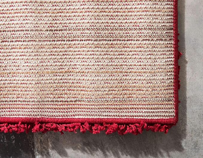 Unique Loom Solid Shag Collection Area Rug (5' 1" x 8' Rectangle Cherry Red)