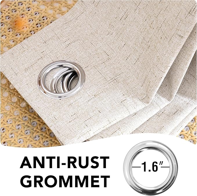 H.VERSAILTEX Blackout Curtains Durable Thick Textured Polyester Blackout Patio Door Curtain Anti Rust Grommet Extra Wide Sliding Door Curtain Panel, W100 x L96 inch - Natural