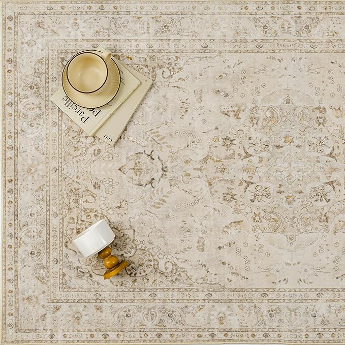 Brown 2x8 Runner Rug Washable Vintage Long Carpet for Hallway Kitchen Soft Retro Floral Low Pile Indoor Runner Non Slip Central Medallion Throw Rug for Bathroom Bedroom Laundry Dining Room
