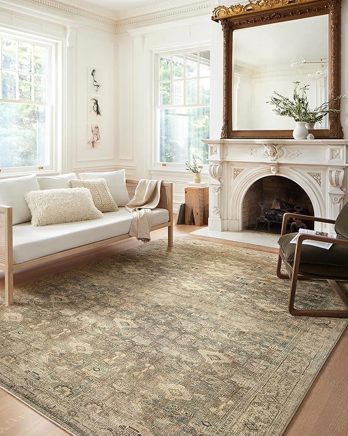 Loloi Margot Collection MAT-04 Antique/Sage 2'-6" x 9'-6" Runner Rug feat. CloudPile, No-Shed Easy Clean Large Patterned Area Rug for Living Room, Bedroom, Dining Area