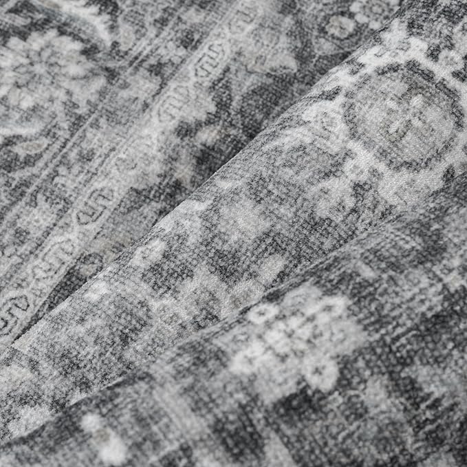 Blue 2x8 Runner Rug Hallway Non Slip Kitchen Vintage Distressed Long Carpet Indoor Machine Washable Traditional Floral Bedroom Accent Throw Rug for Office Laundry Bathroom Dining Living Room