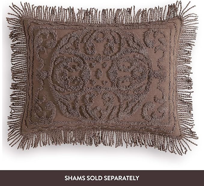 Beatrice Home Fashions Medallion Chenille Bedspread, Full, Chocolate