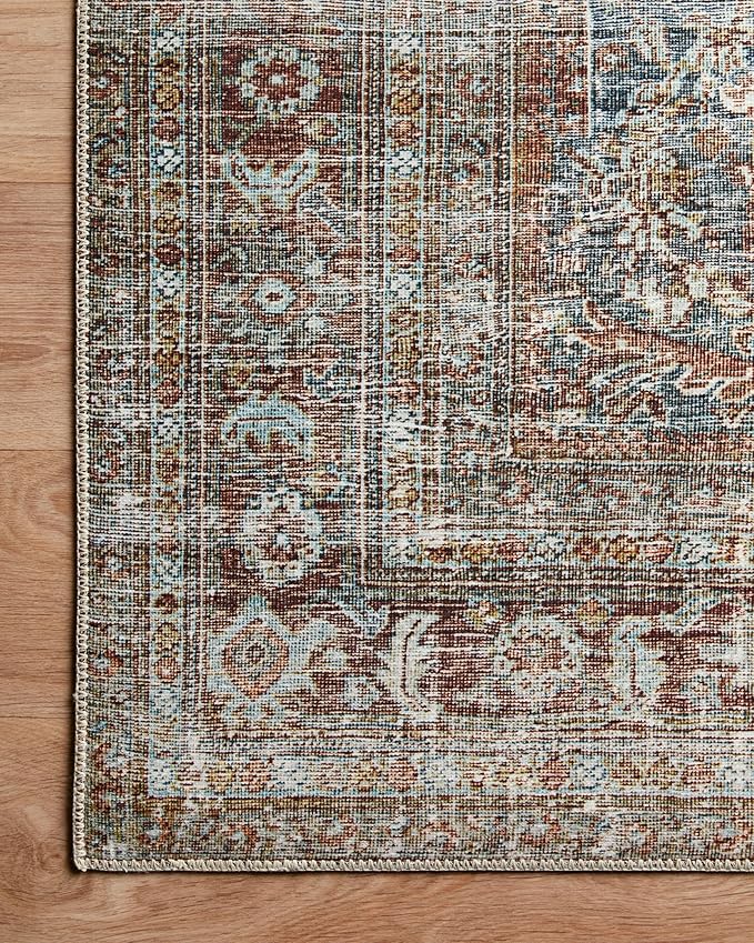 Loloi Chris Loves Julia Jules Collection JUL-05 Lagoon/Brick 2'-0'' x 5'-0'', .13" Pile Height, Accent Rug