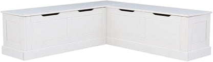 Riverbay Furniture Backless Wood Corner Kitchen Breakfast Nook Bench, with Hidden Storage, in White (Bench Only)