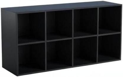 OSCHF 8-Cube Storage Shelf Bookcase - Wooden 4-Tier Floor Standing Open Bookshelf, Modern TV Stand up to 55 Inchs for Home and Office, Black