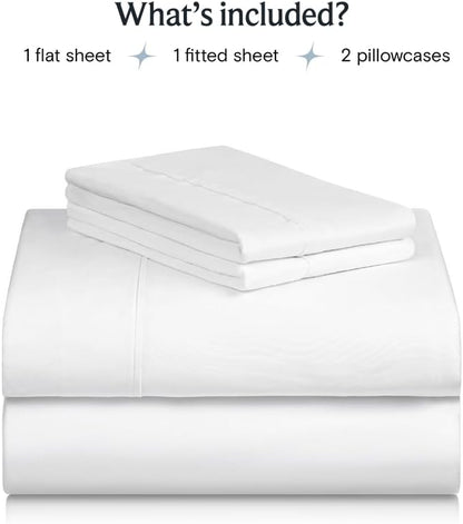 LuxClub Twin XL Sheets - Soft Kids Twin Bed Sheets for Boys and Girls, 4 PC Deep Pockets 18" Wrinkle Free Kids Fitted Sheets Machine Washable Hotel Bedding Silky Soft- White Twin XL