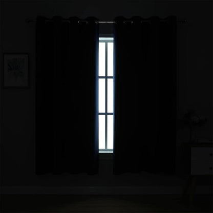 MIUCO 1 Pair Thermal Insulated Grommet 52-Inch-by-84-Inch Blackout Window Curtain Panels with 2 Tie Backs, Navy Blue