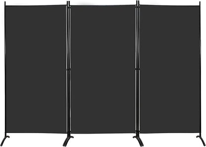 MAYOLIAH Partition Room Dividers 3 Panel Folding Privacy Screens 6 Ft Tall Portable Office Walls Dividers for Room Separator 102"x20"x71", Black