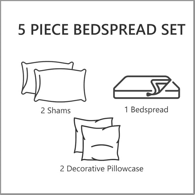 CHIXIN Oversized Bedspread Coverlet Set King Size - Lightweight Bedding Cover - Beautiful Stitching - 5 Piece Reversible Bedspread - Luxury Damask Paisley Pattern (King, Peak Green)