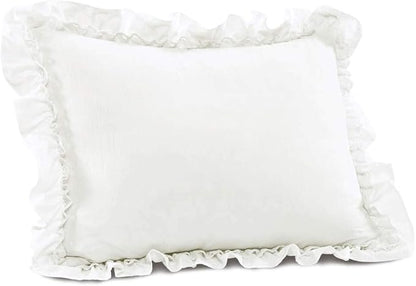 Lush Decor Ella Ruffle Lace Comforter, 2 Piece Set, Twin, Ivory - Cute Comforter - Twin Bedding Set - White Bedding - Coquette Decor - White Lace Trim - Ruffle Trim
