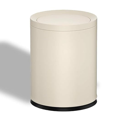 3.17 Gallon/12L Metal Trash Can with Swing Lid, Double Bucket Waste Basket,White,Modern,Elegant Garbage can,for Bathroom,Living Room,Kitchen,Office,Home,Bedroom(12L-White)