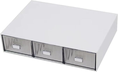 Desk Drawer Organizer, Stackable Office Supplies Desk Organizer, Plastic Plastic Storage Drawer, Desk Grocery Organizer For Stationery/Office Supplies (White, 3 Compartments)
