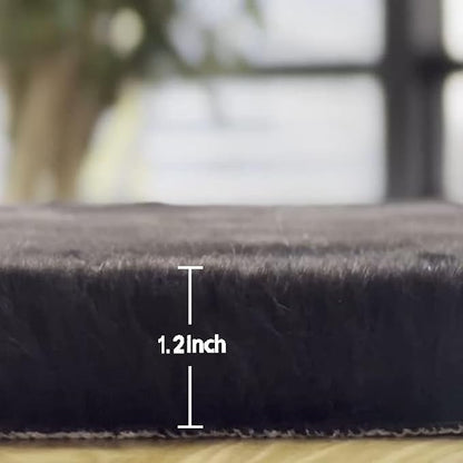Black Fluffy Rug 5x7 Area Rugs for Bedroom Fuzzy Rabbit Washable Fur Rugs for Living Room Teen Room Nursery Rectangle Rug