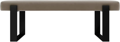VANT Upholstered Bed Bench - Velvet Sand Storm - Matte Black - Contemporary Modern, Bedroom Bench Seat, Hallway, or Entryway